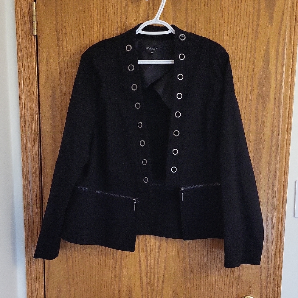 Michel Studio Black Blazer with Metal Grommet Accents